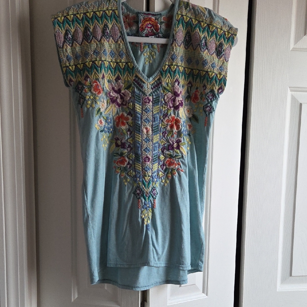 Johnny Was Embroidered Multicolor Blouse